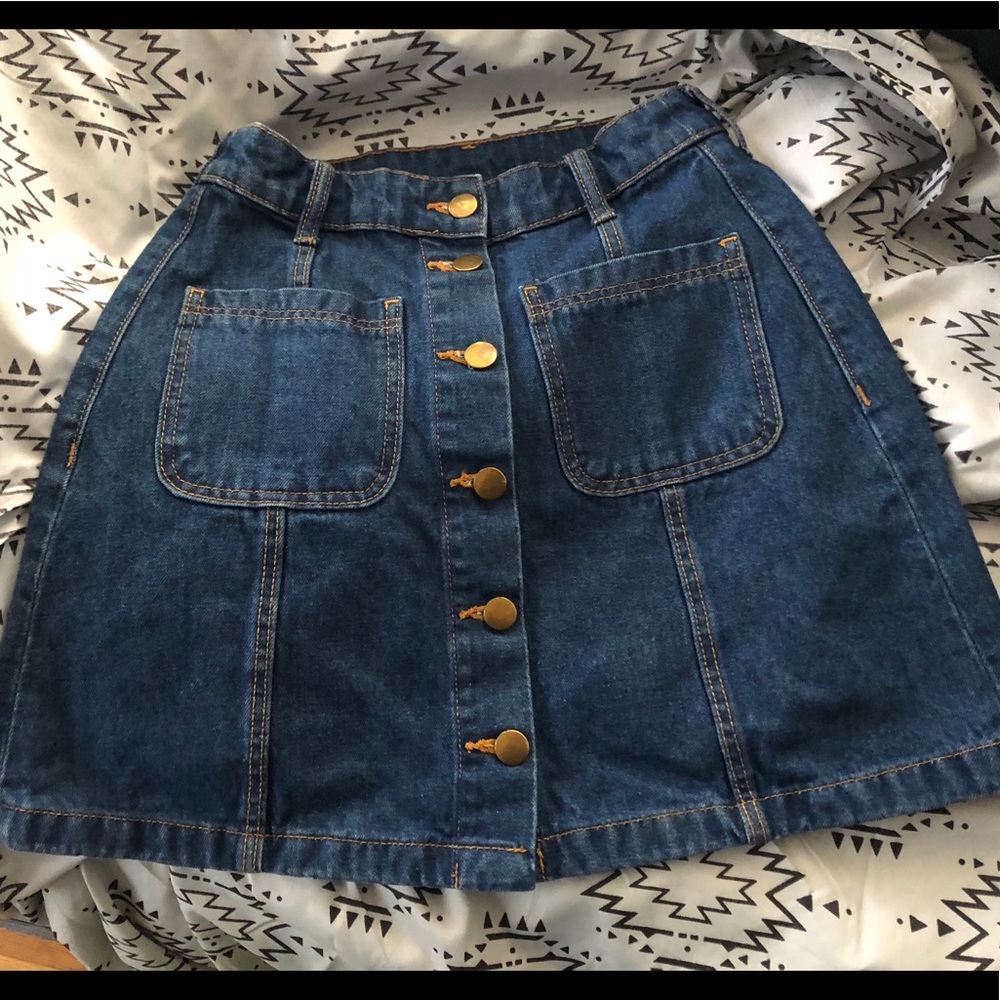 Button up denim skirt